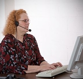 Woman working at her desk